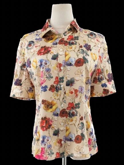 Excellent Dolce Gabbana Silk Floral Blouse Combined Color Women