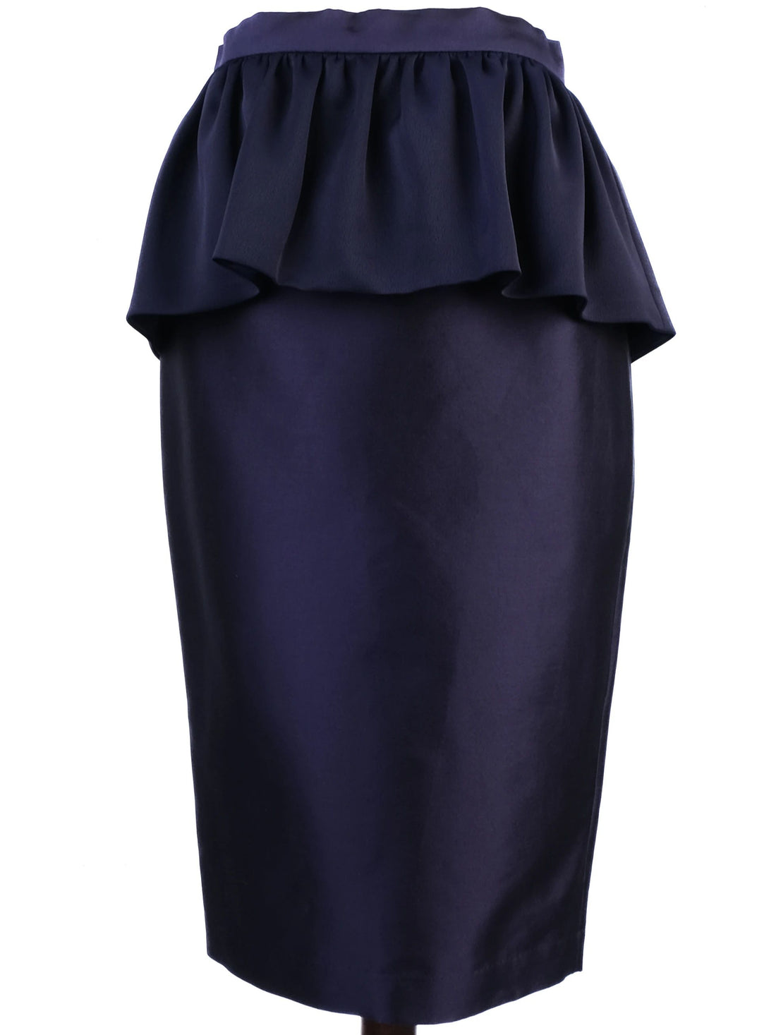 NEW By Malene Birger Navy Blue Wool Peplum Pencil Skirt Size S