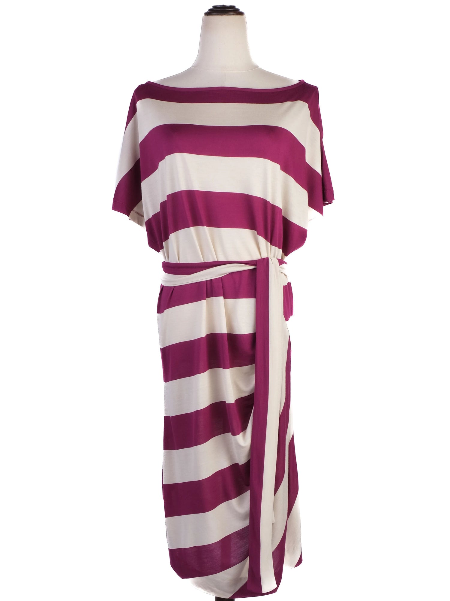 NEW By Malene Birger Striped Dress Maroon Cream Size XS