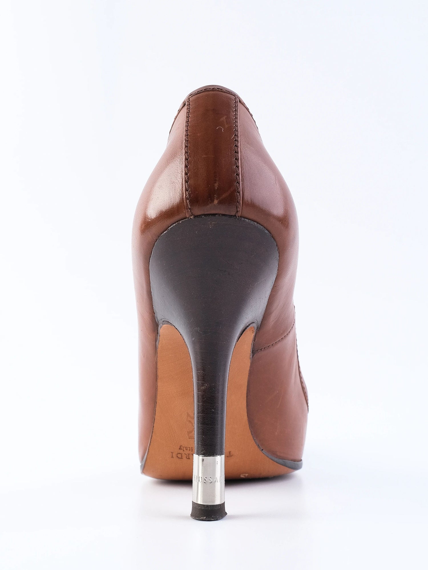 Excellent Trussardi Orange Leather High-Heeled Loafers Size 36