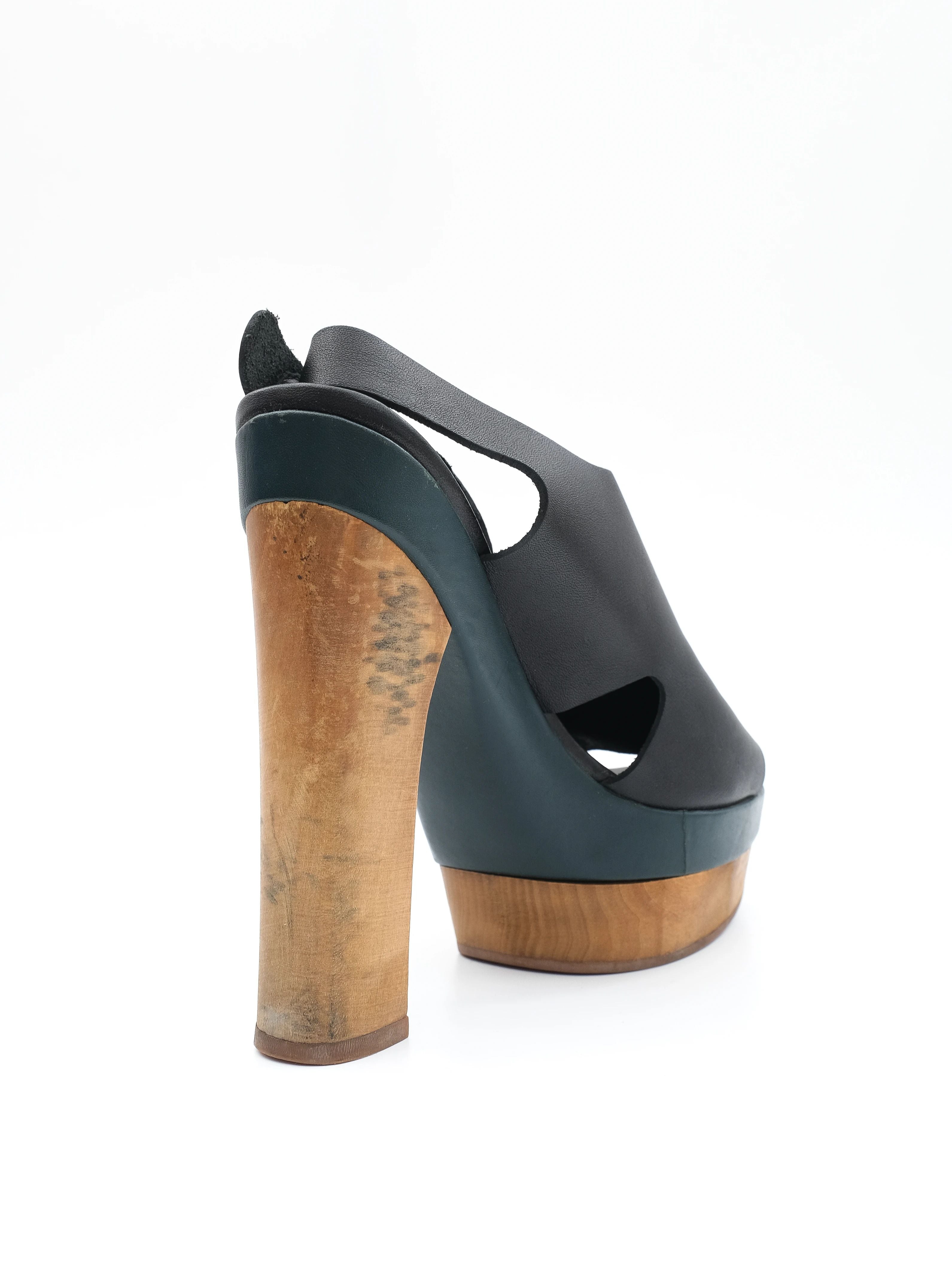 Excellent Marni High-Heeled Black Leather Sandals Size 37