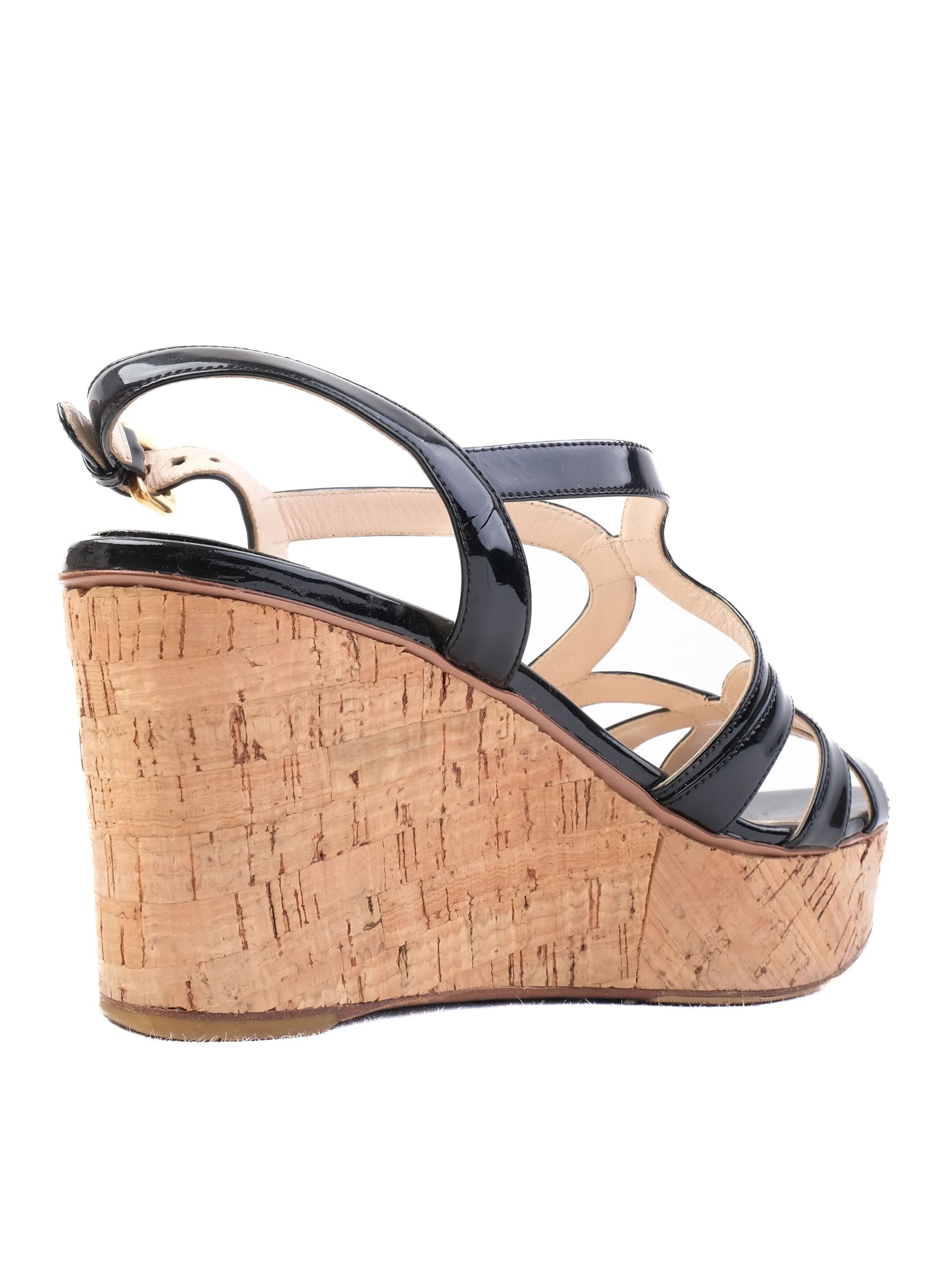 Excellent Prada Black Leather Wedge Sandals Size 41