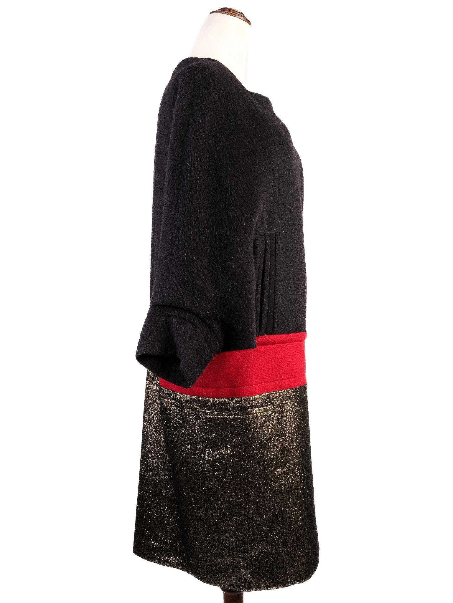 Excellent Diane von Furstenberg Black Alpaca Wool Dress Size M