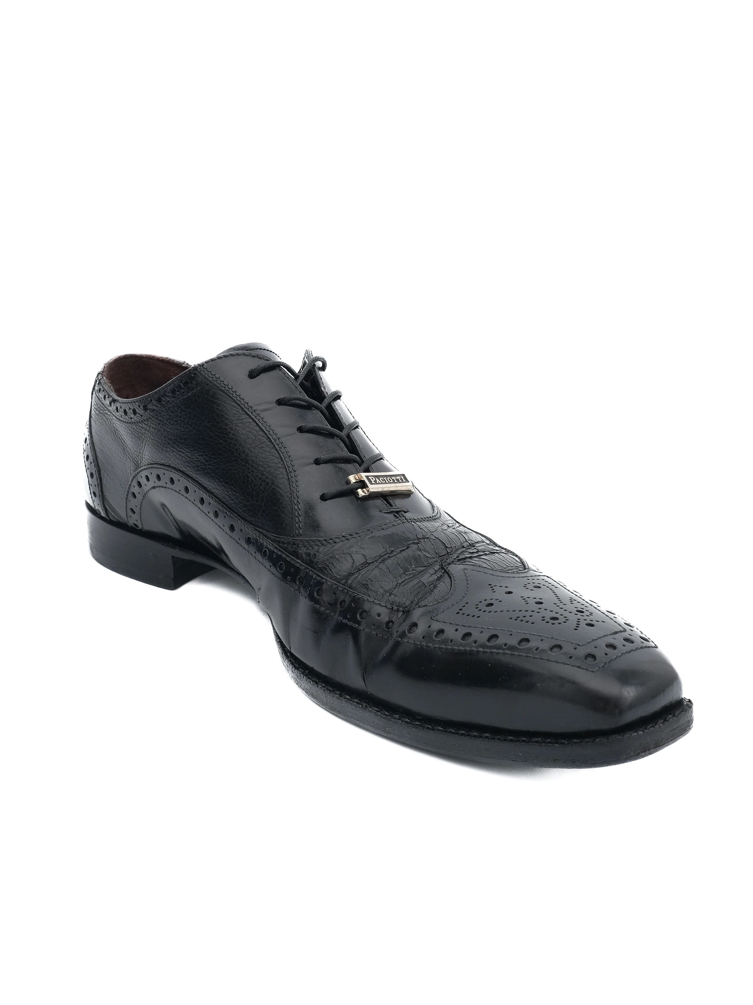 Excellent Paciotti Black Leather Brogue Shoes Size 41