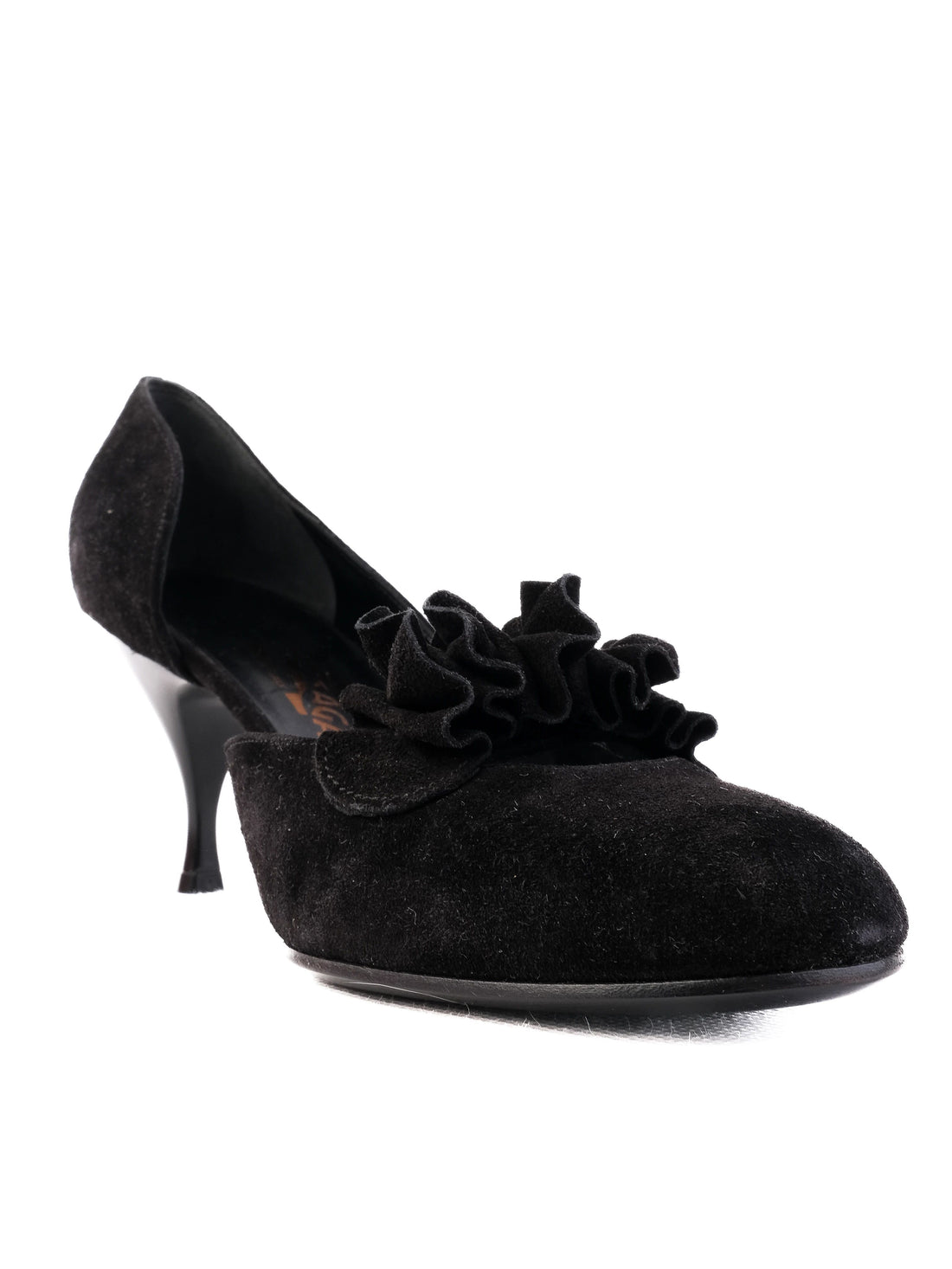 Excellent Salvatore Ferragamo Black Suede High Heeled Shoes Size 37.5