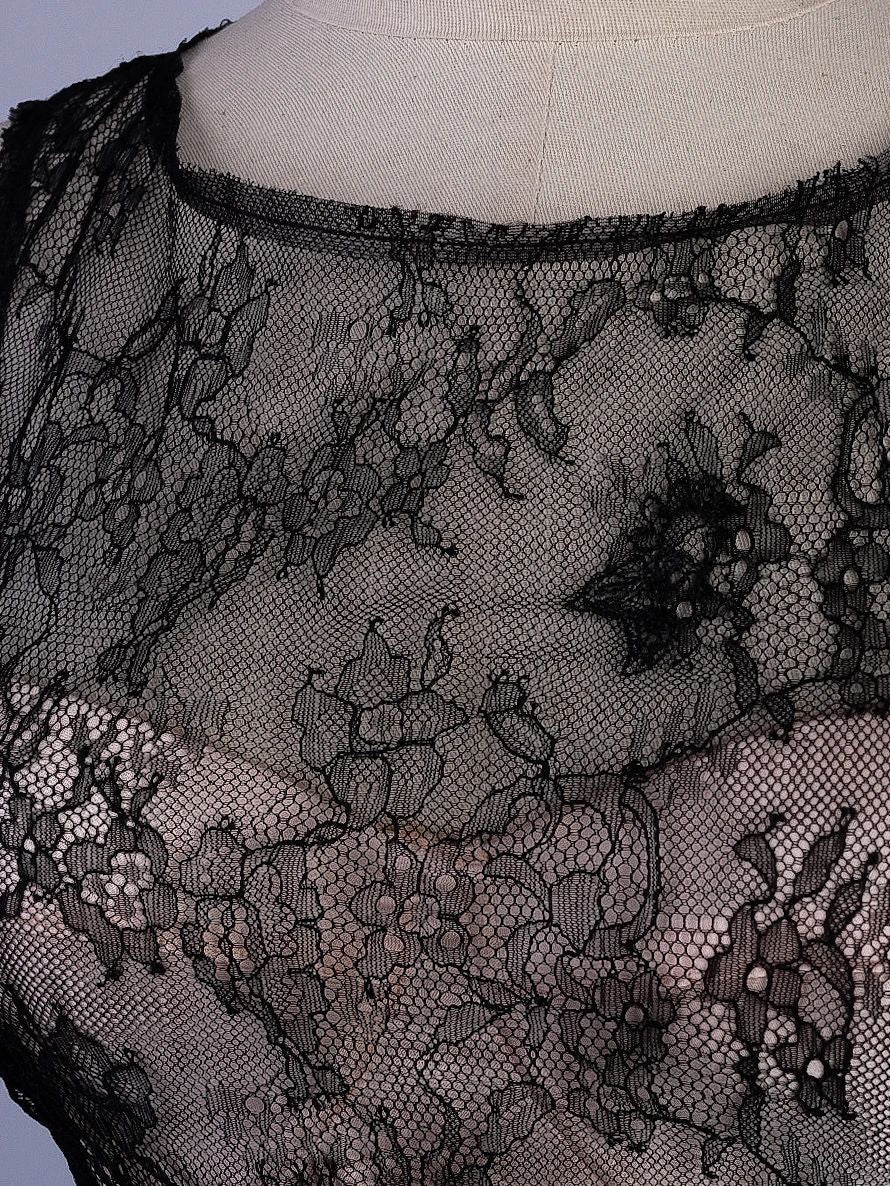 Elisabetta Franchi Black Lace Dress Size M with Floral Patterns