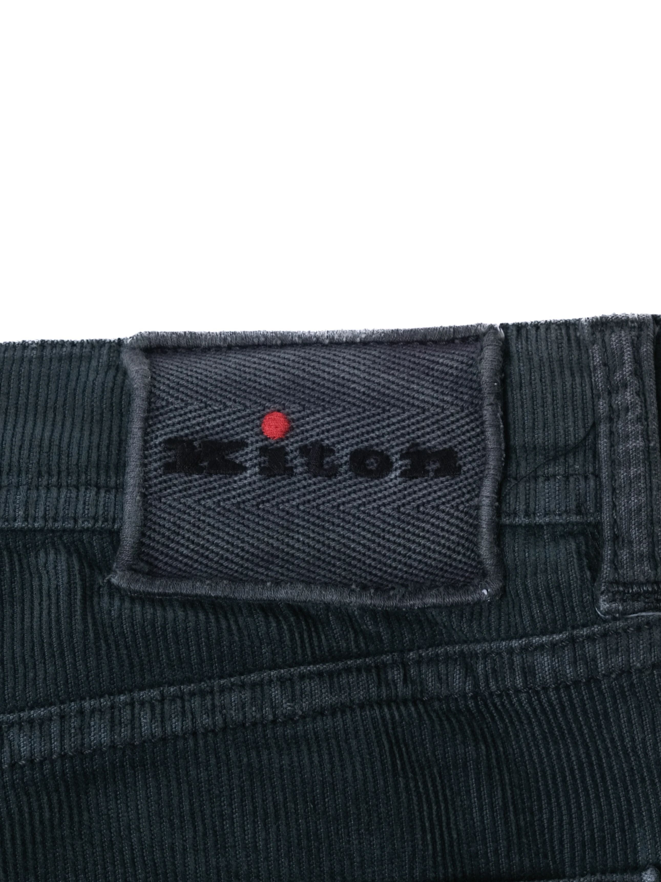 Excellent Kiton Green Cotton Pants Size XL - Textured Fabric
