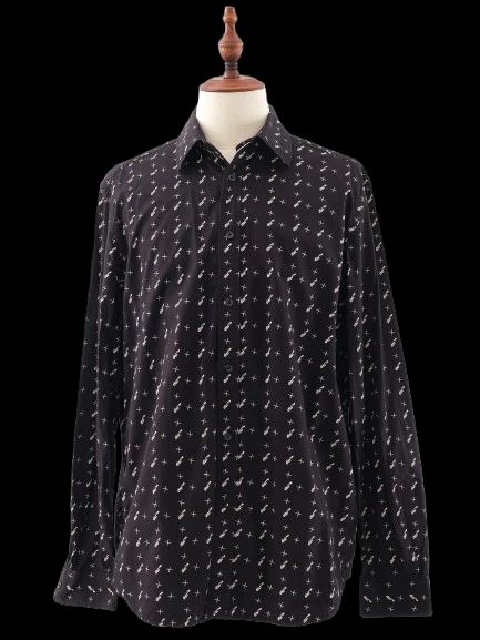 Excellent Diesel Black Cotton Long-Sleeved Shirt Size XL
