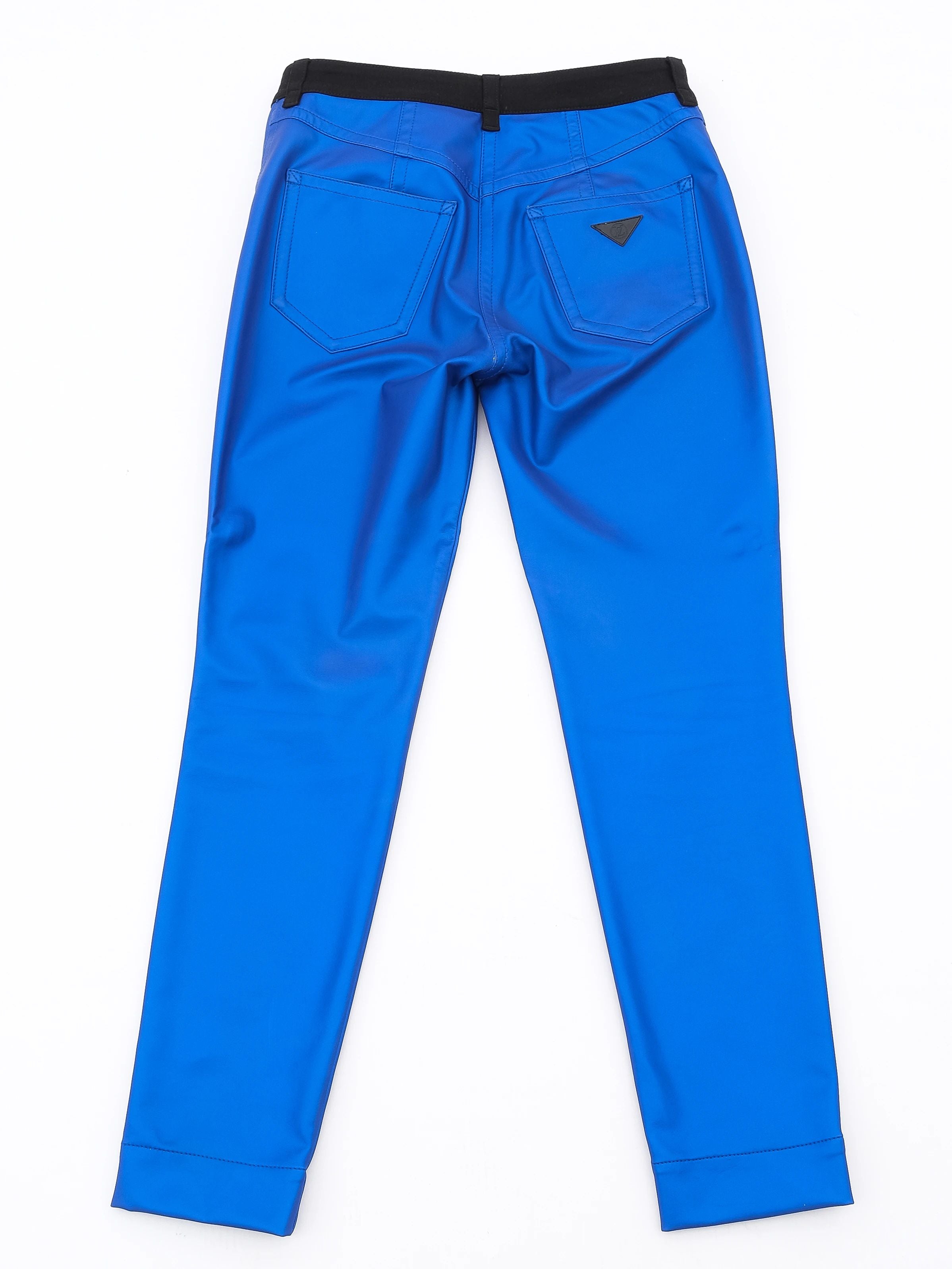 Excellent Louis Vuitton Blue Polyester Pants Size M with Black Accents