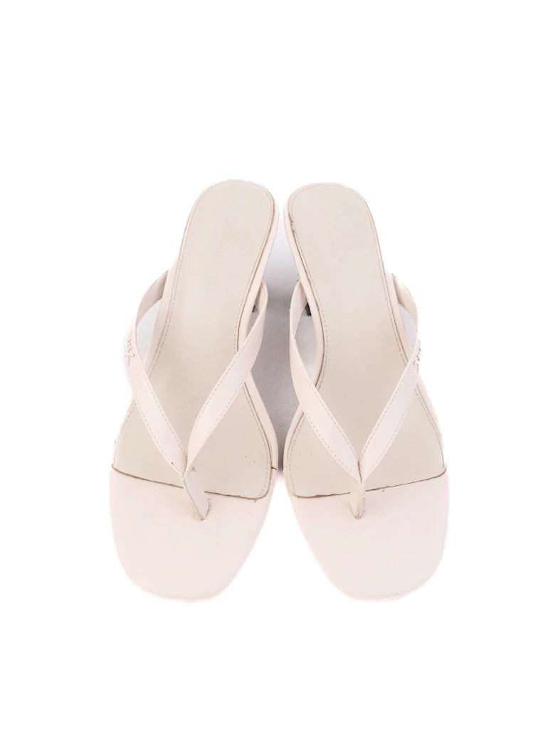 Excellent Kendall+Kylie White Leather Heeled Sandals with Geometric Block Heel