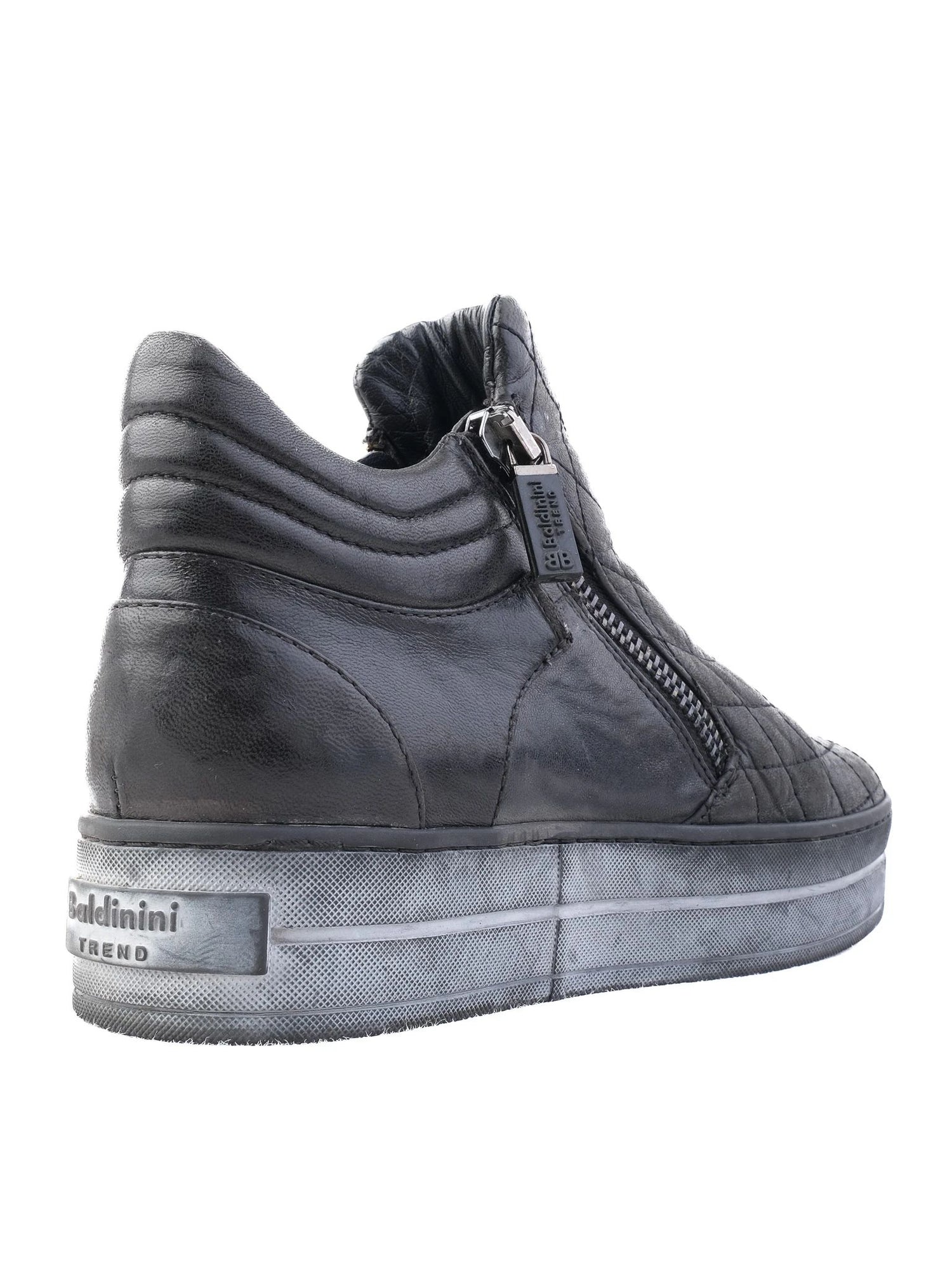 Excellent Baldinini Black Leather High-Top Sneakers Size 38