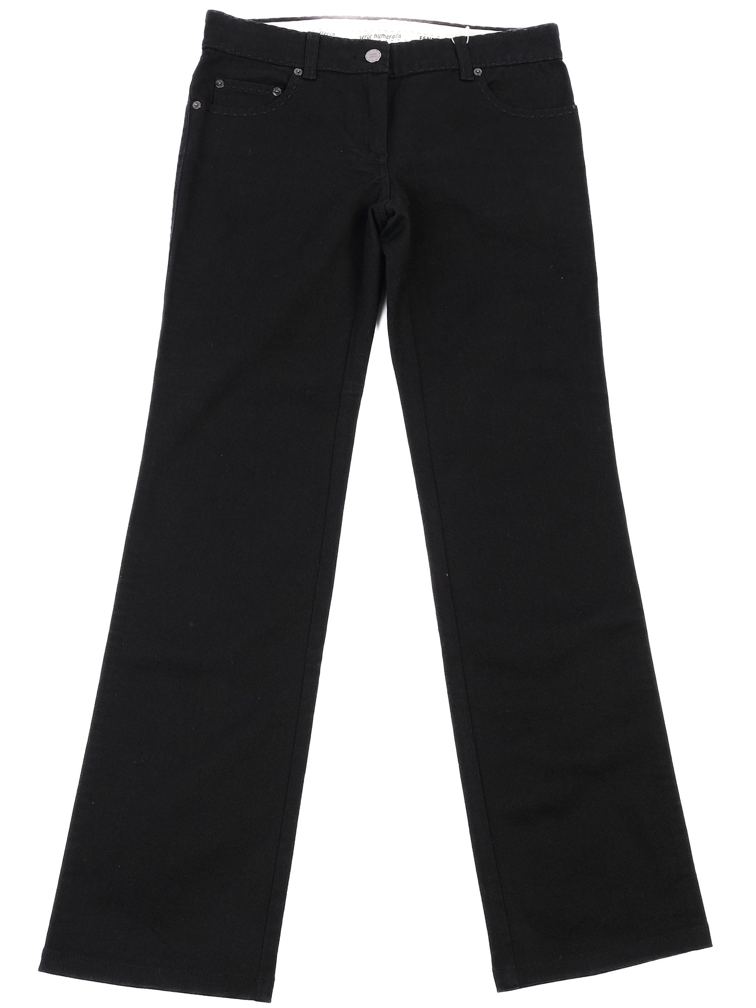 Excellent Fendi Black Pants Size M with Selleria Button & Stitch Detail