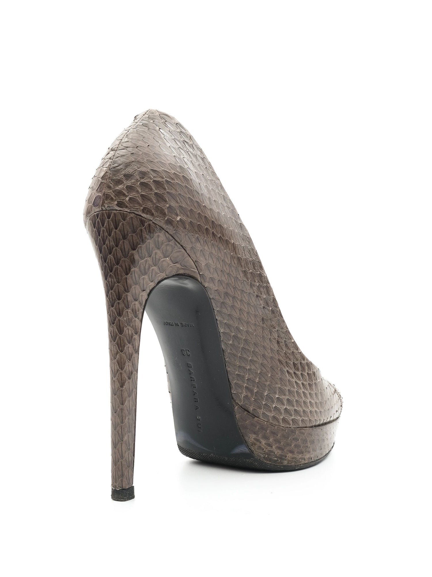 NEW Barbara Bui Gray Leather High Heels Size 38 Snakeskin Pattern