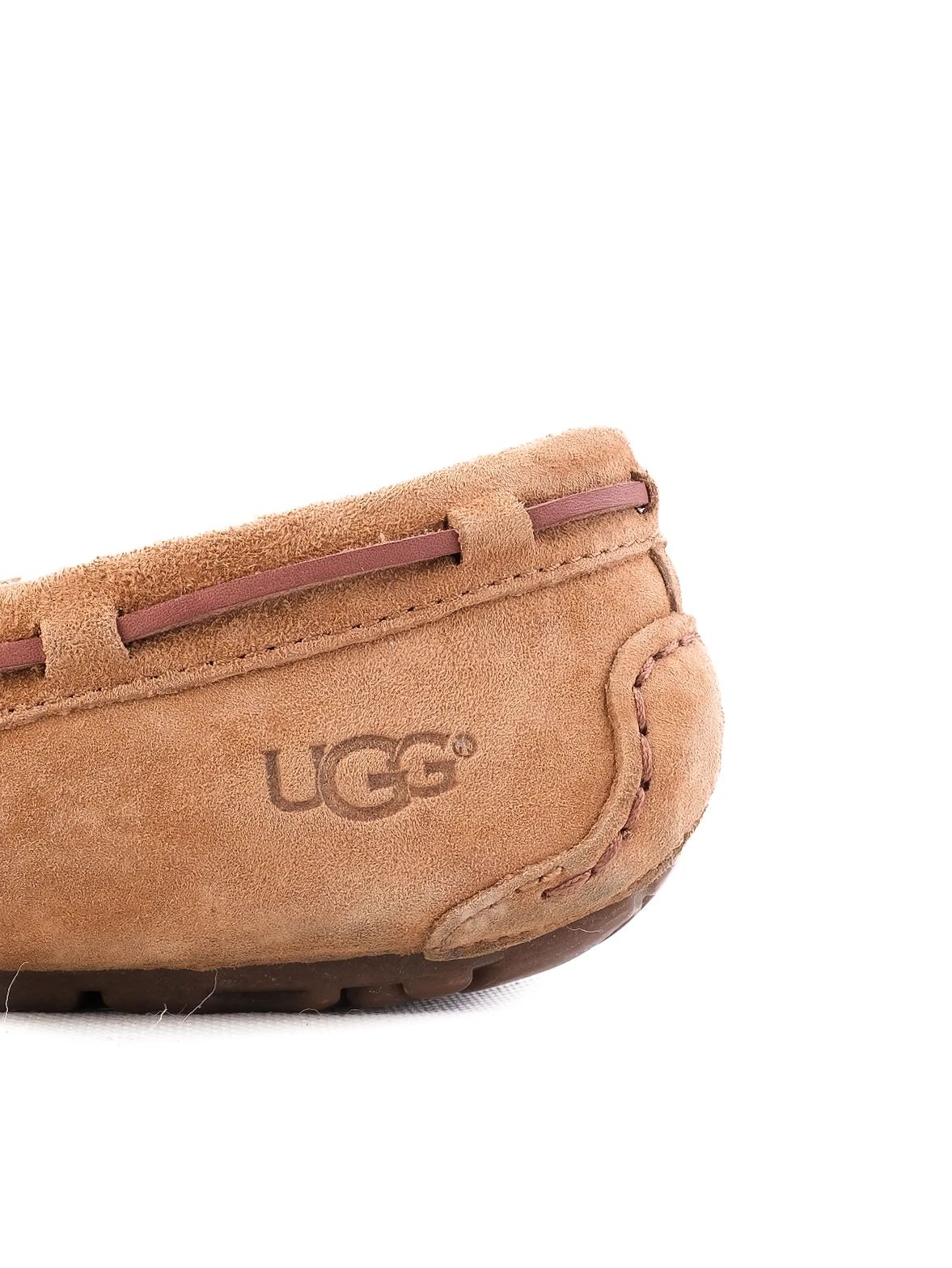 Excellent UGG Slippers Orange Leather Size 38 Moccasin Style