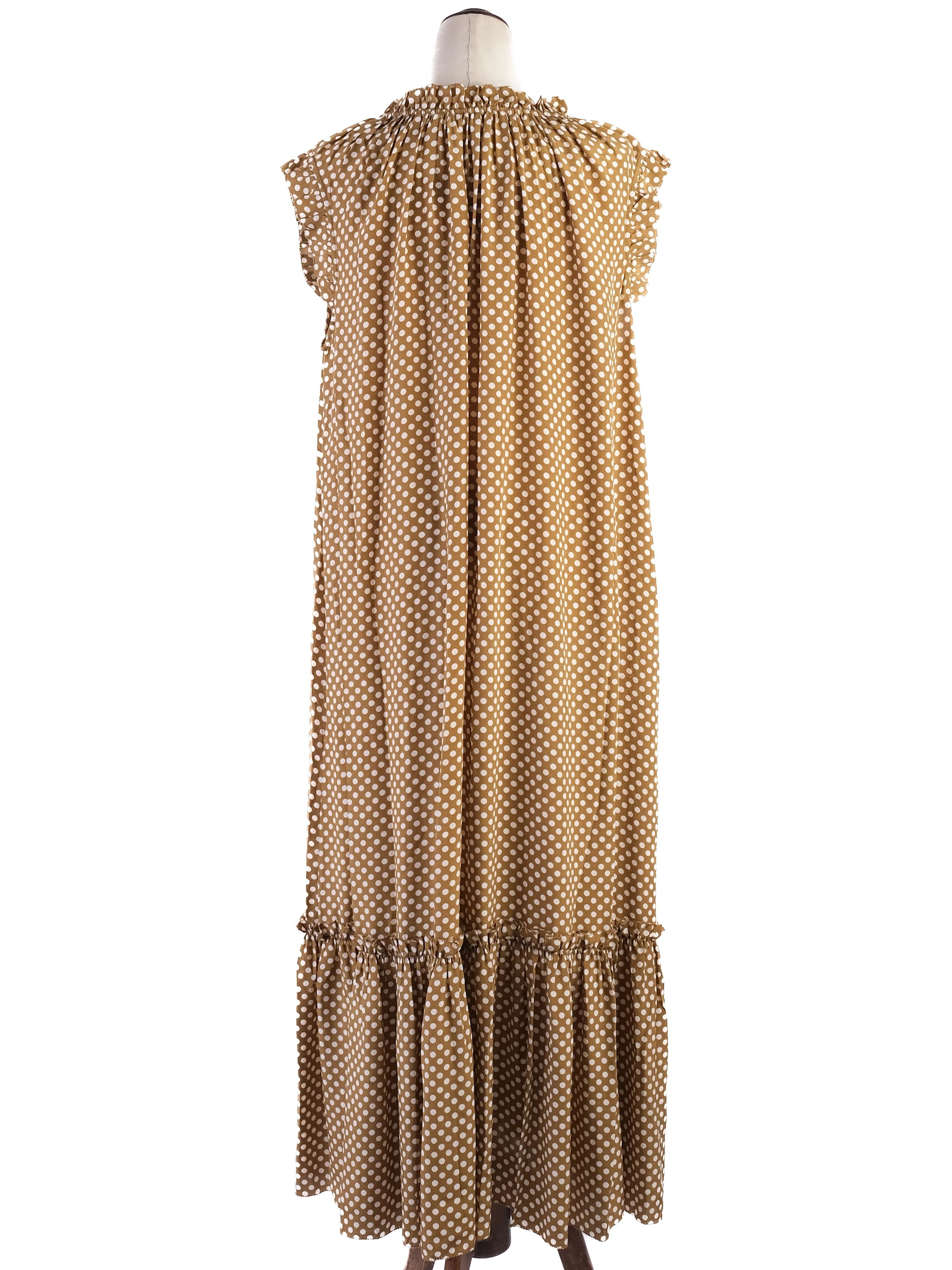 Excellent Zimmerman Ruffled Polka Dot Dress Brown Silk Size L