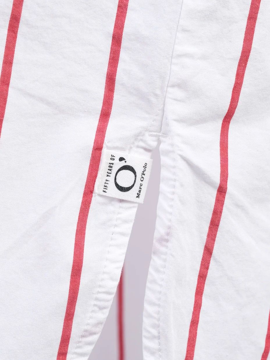 Excellent Marc O Polo White Shirt Dress Red Stripes Size N/A