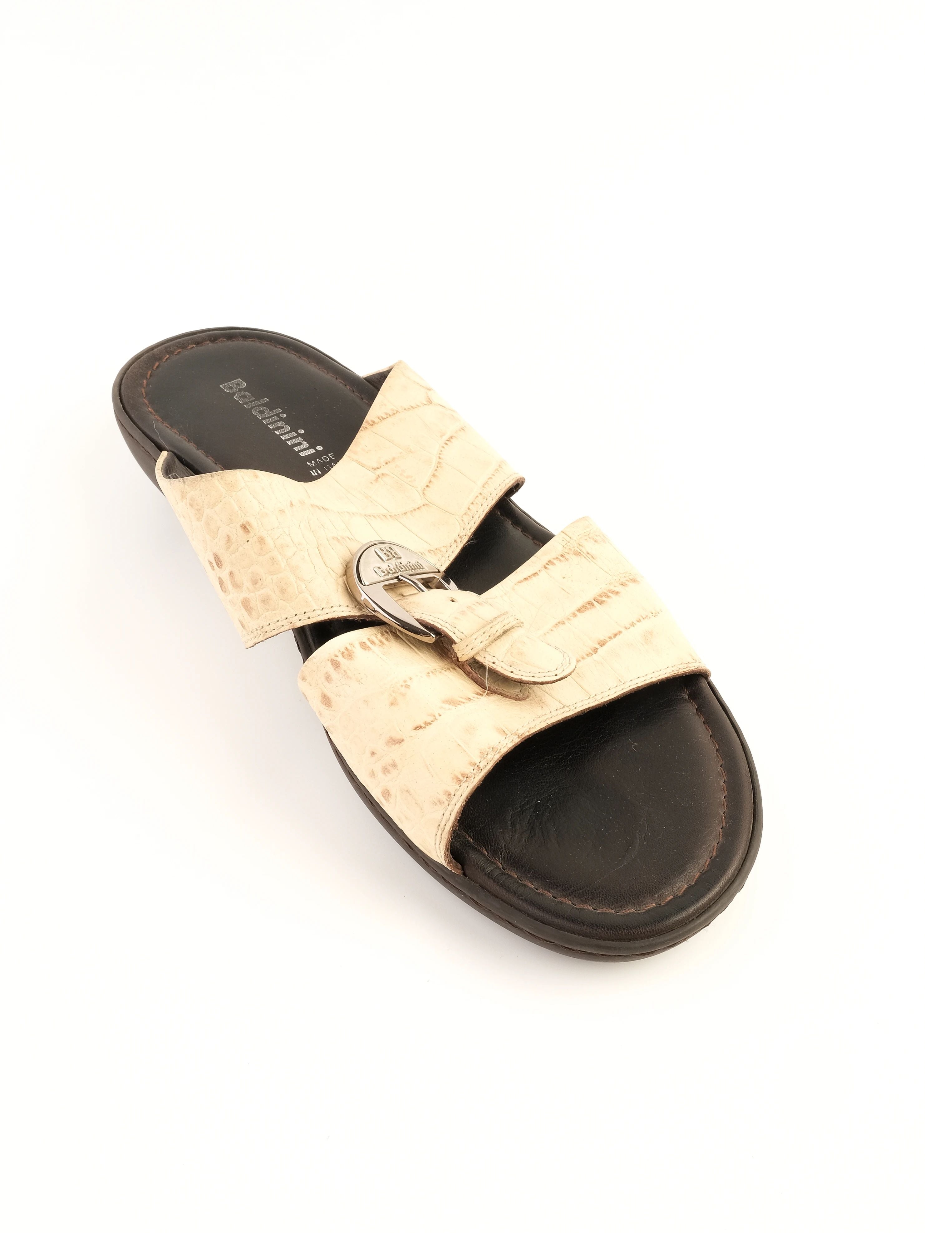 Excellent Baldinini White Leather Sandals Size 42.5 with Buckle