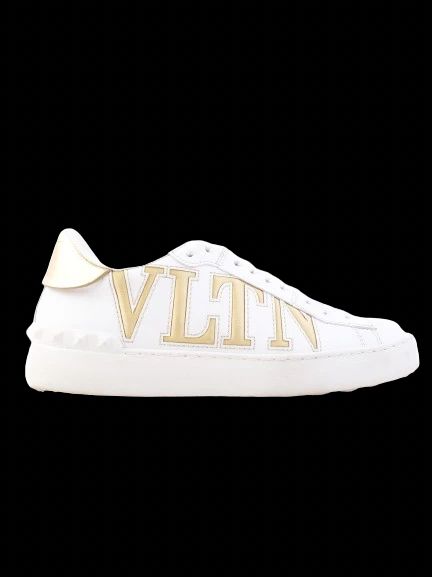 Excellent Valentino White Leather Sneakers Size 36 with Gold Accents