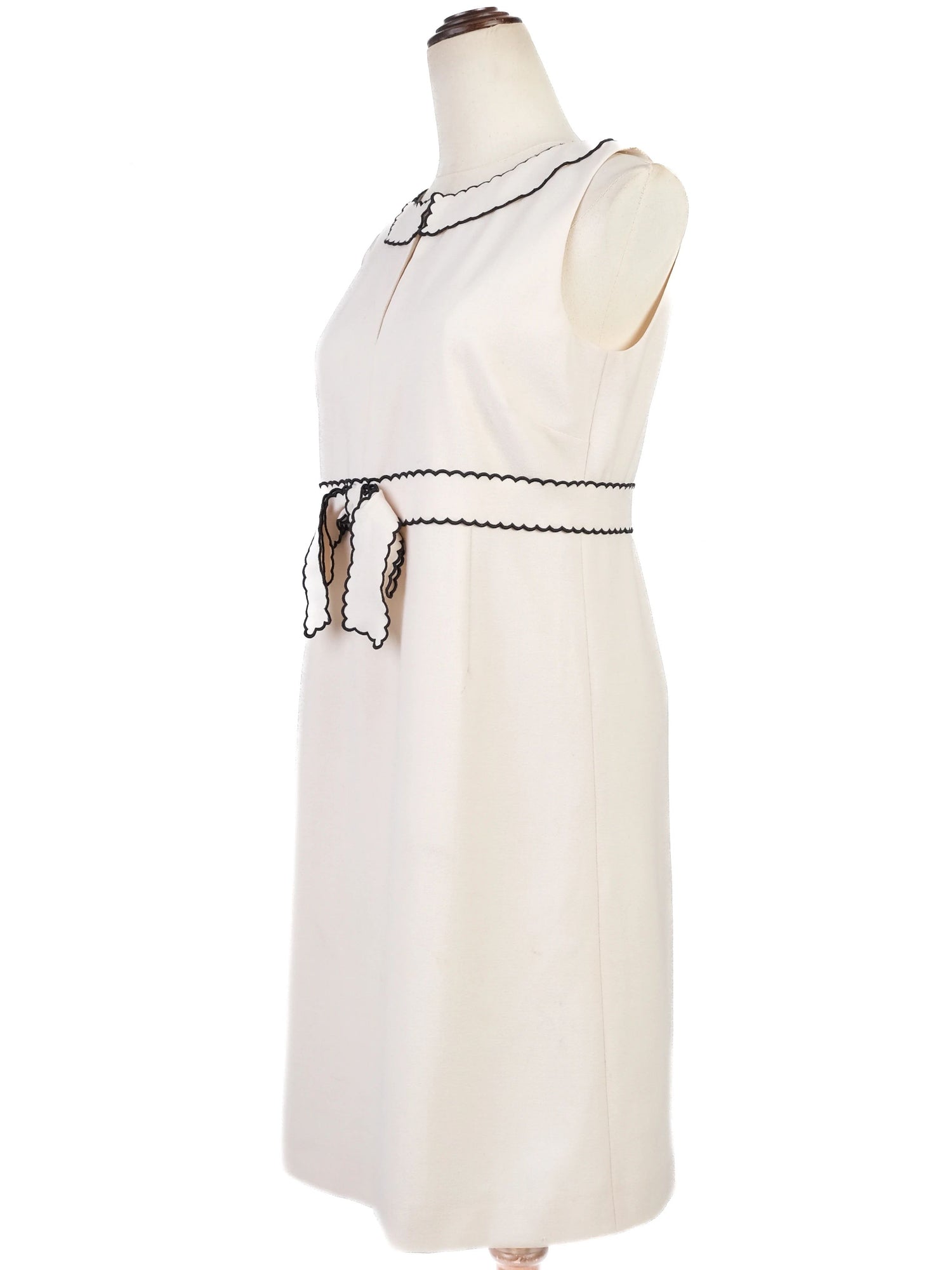 Excellent Red Valentino White Wool Dress with Black Trim Size N/A