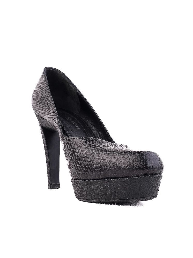 Excellent Donna Karan Black Leather High-Heeled Shoes Size 37