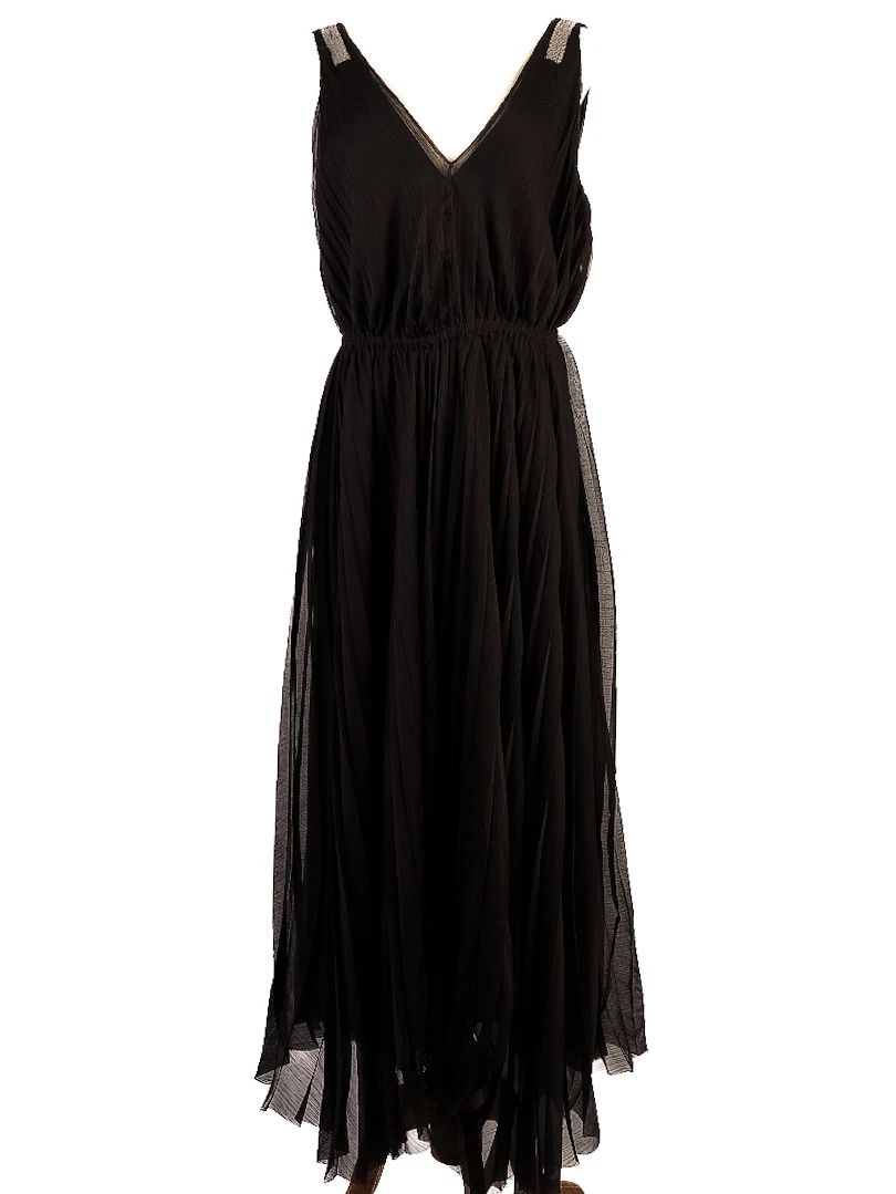 Excellent Fabiana Filippi Black Sleeveless Dress V-Neck Size N/A