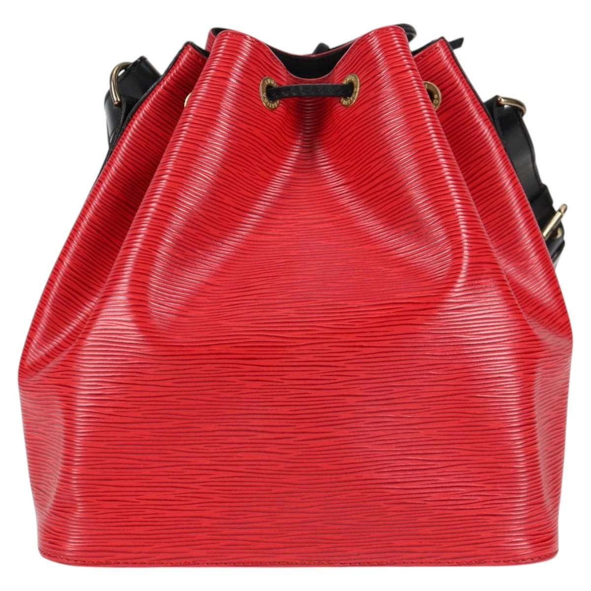 Louis Vuitton Epi Petit Noe Shoulder Bag Bicolor Black Red M 44017 Auth