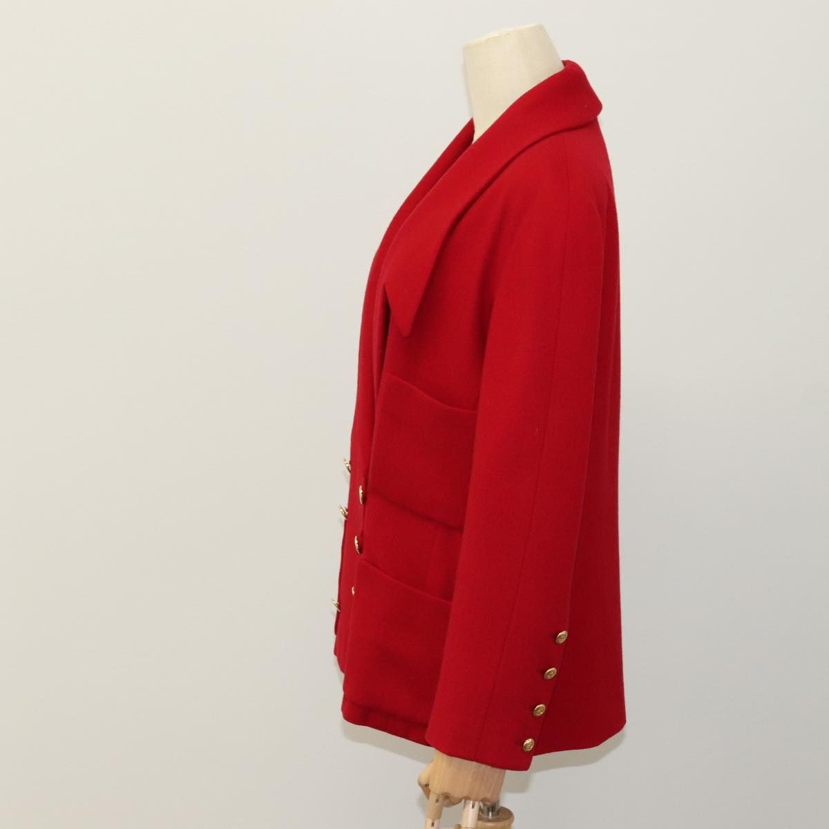 Chanel Coat Jacket Cashmere Red Cc Auth