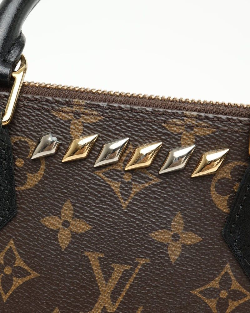 Louis Vuitton Monogram Macassar Studded Alma PM Bag