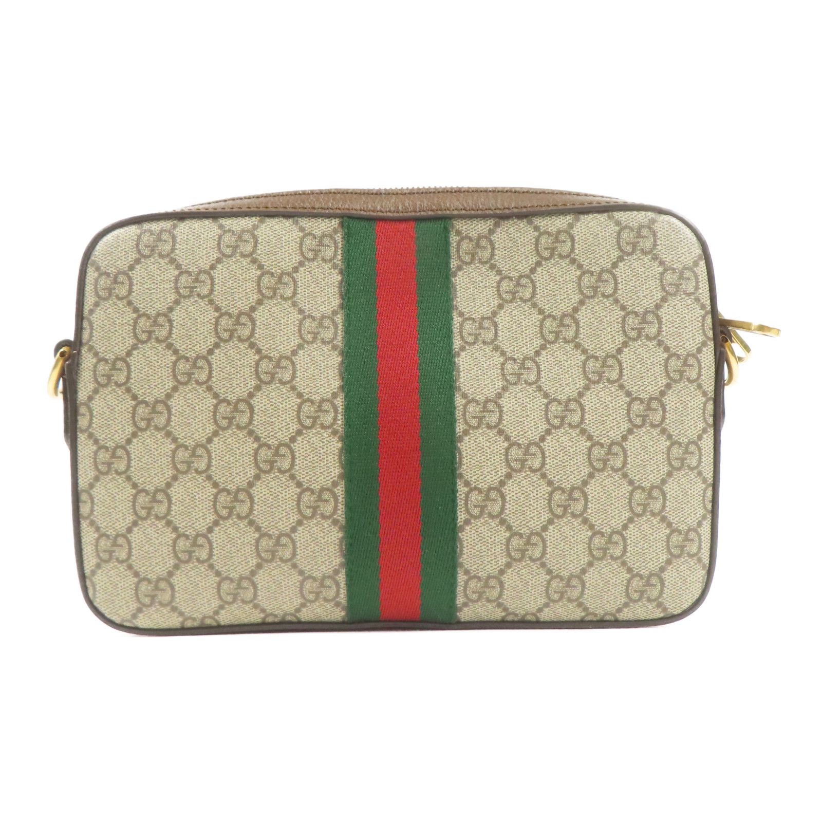 Gucci Painted Canvas Ophidia Gold Shoulder Bag Brown Gg Canvas 699439
