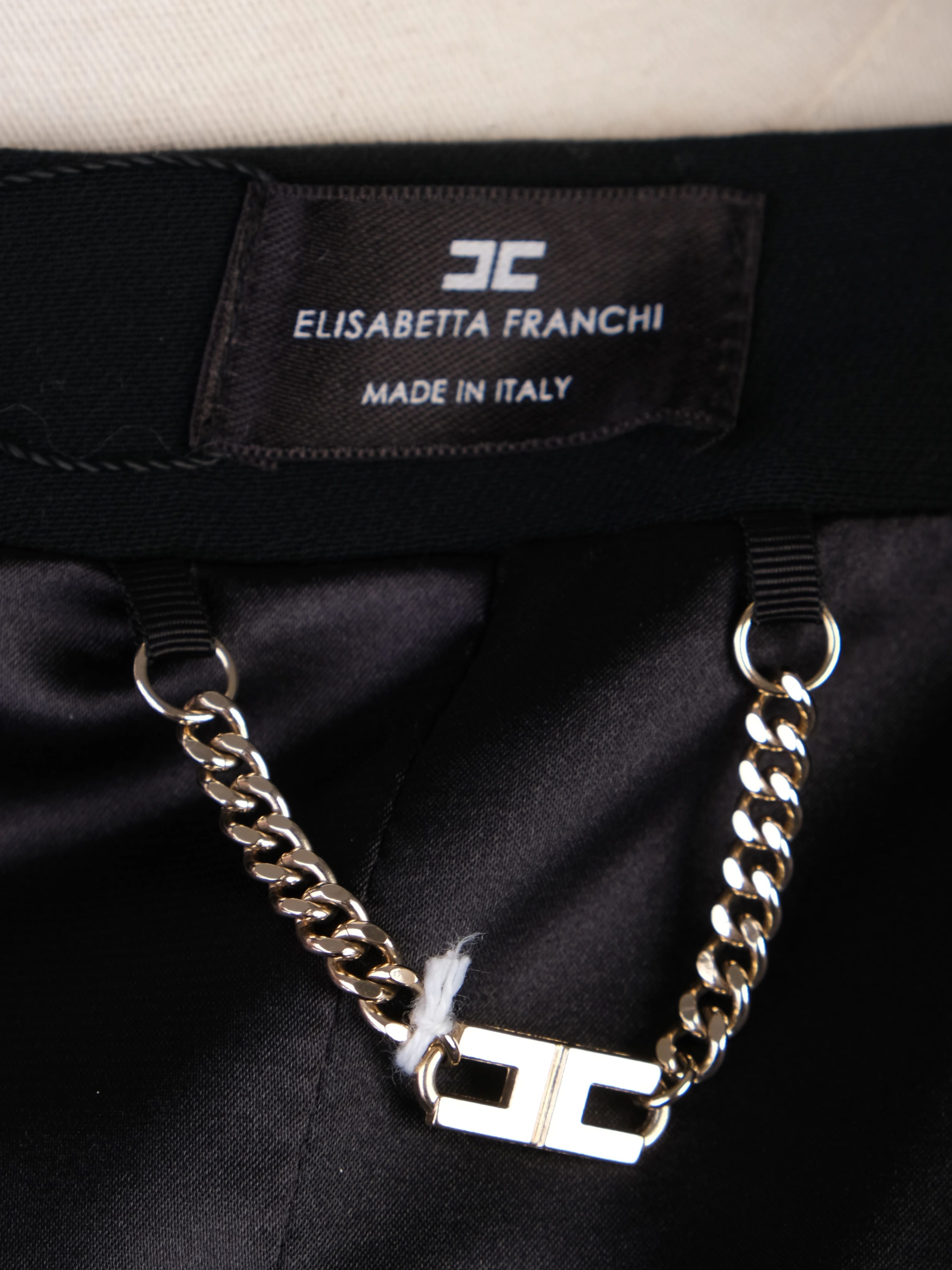 Excellent Elisabetta Franchi Black Wool Blazer Size M Peplum Detail