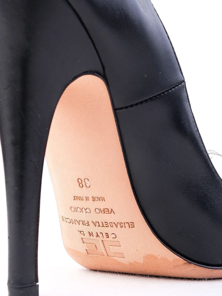 Excellent Elisabetta Franchi Black Leather High Heels Size 38