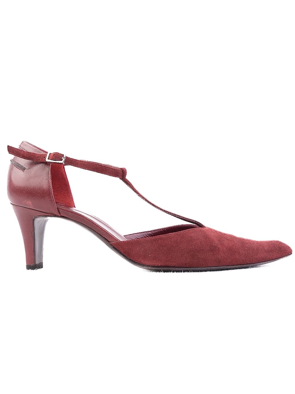 Excellent Bally Red High-Heeled Shoes Genuine Suede Size 37