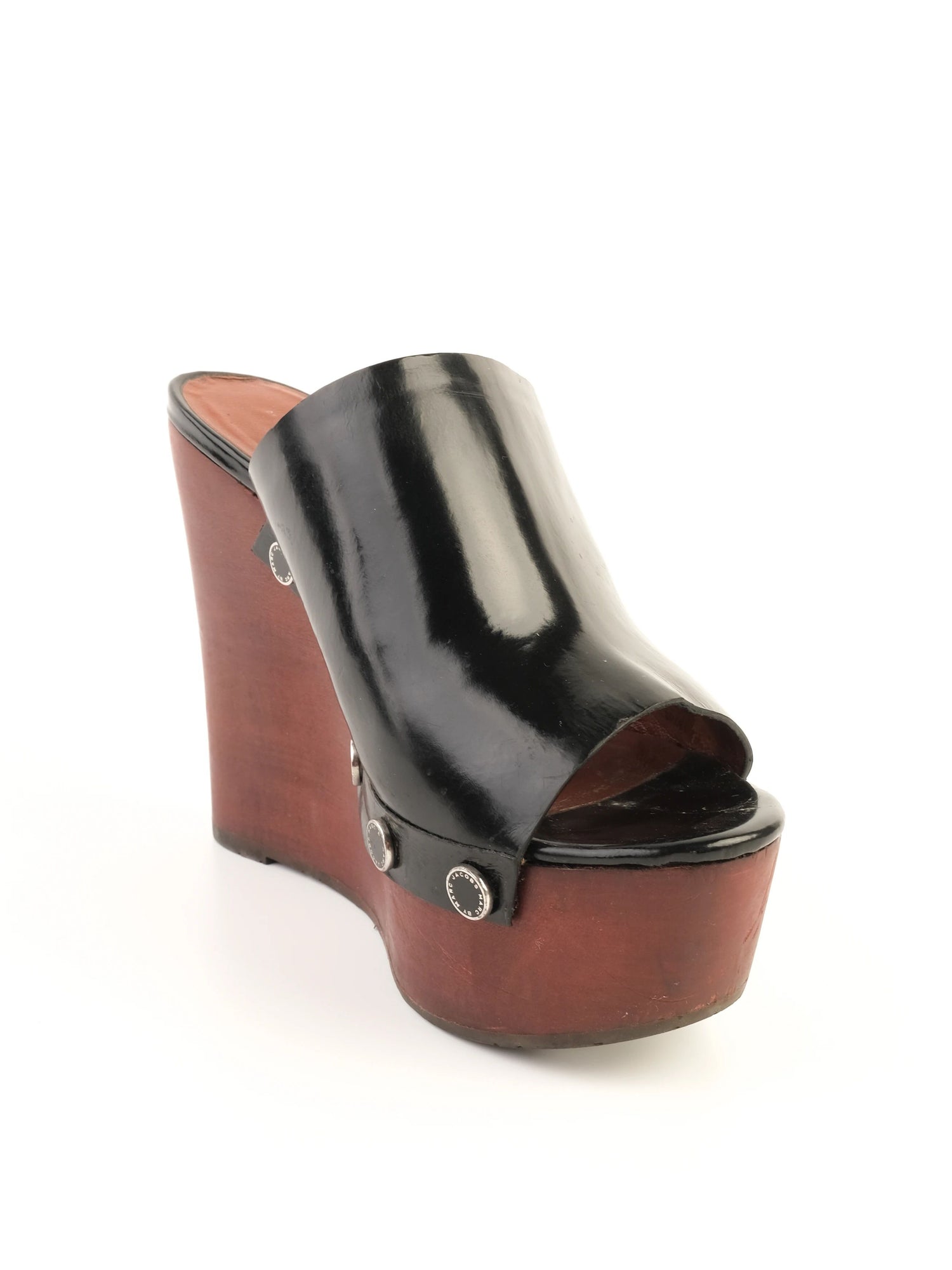 Excellent Marc Jacobs Black Leather Wedge Platform Shoes Size 38