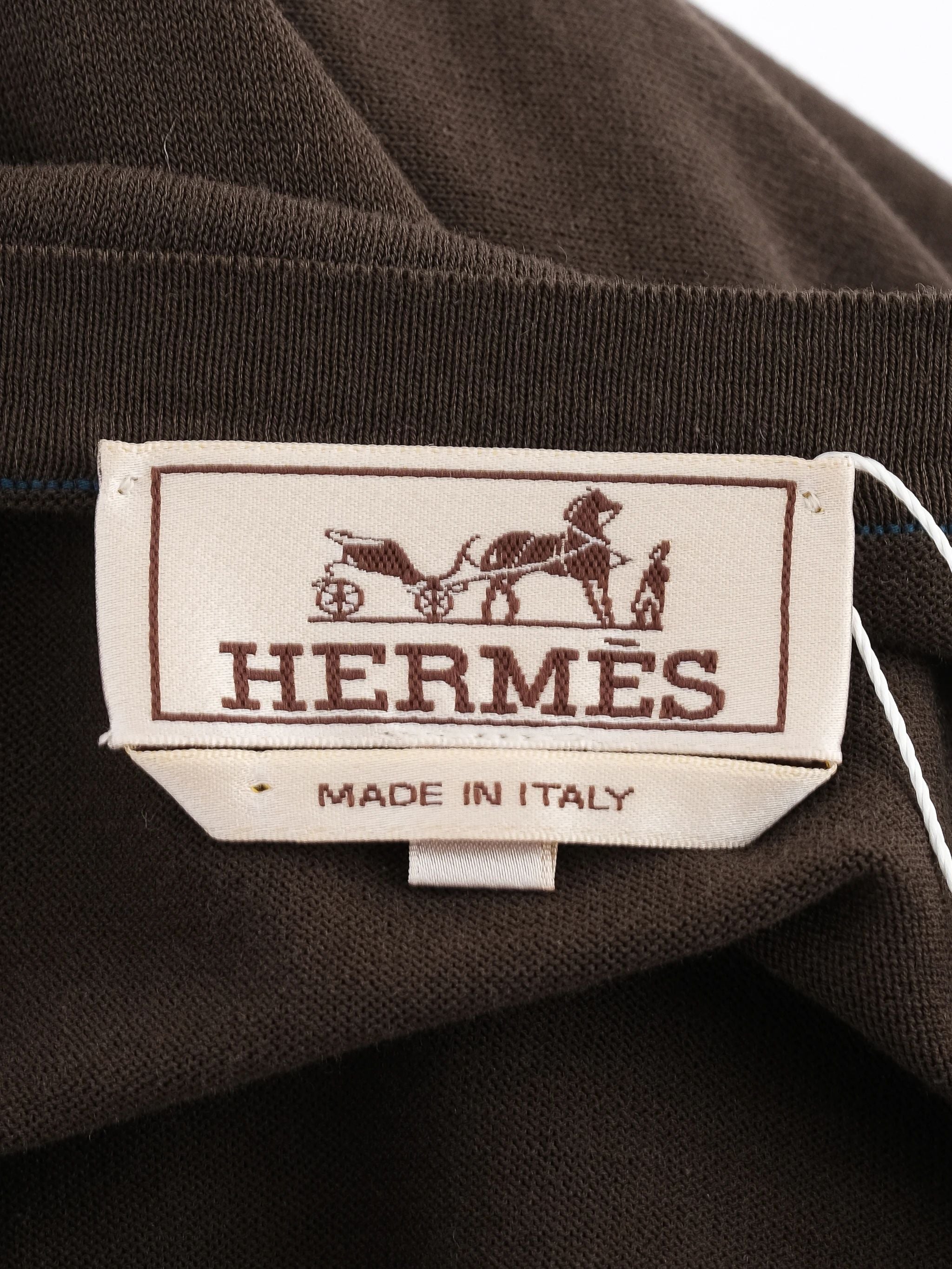 Excellent Hermes Green Cotton T-Shirt Size L for Men