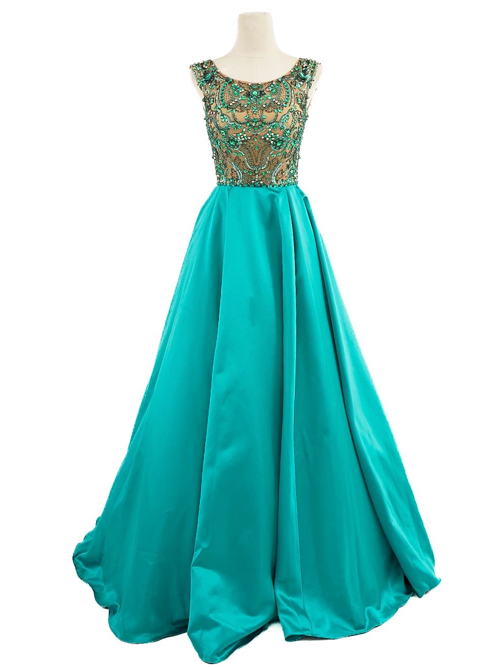 NEW Sherri Hill Turquoise Evening Gown Size S with Embellished Bodice