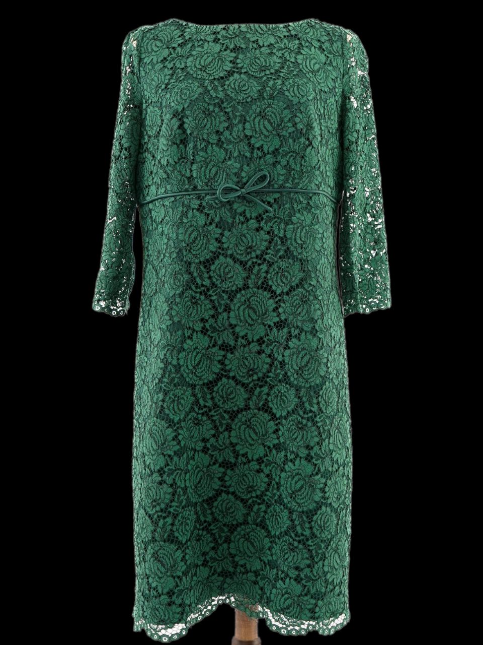 Excellent Luisa Spagnoli Green Lace Dress Size XXL - Elegant Style
