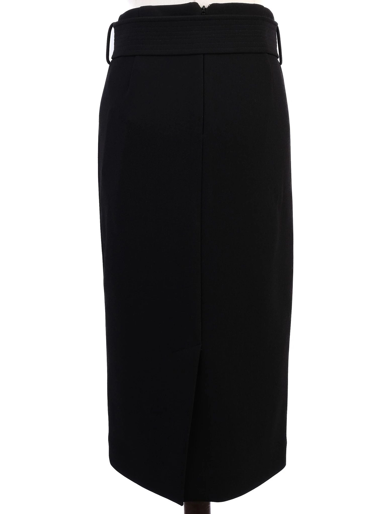 NEW Reiss Black Midi Skirt XXS Pencil Shape with Belted Waist