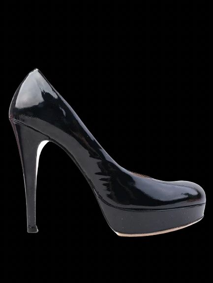 Excellent Osvaldo Rossi Black Leather High-Heeled Shoes Size 38