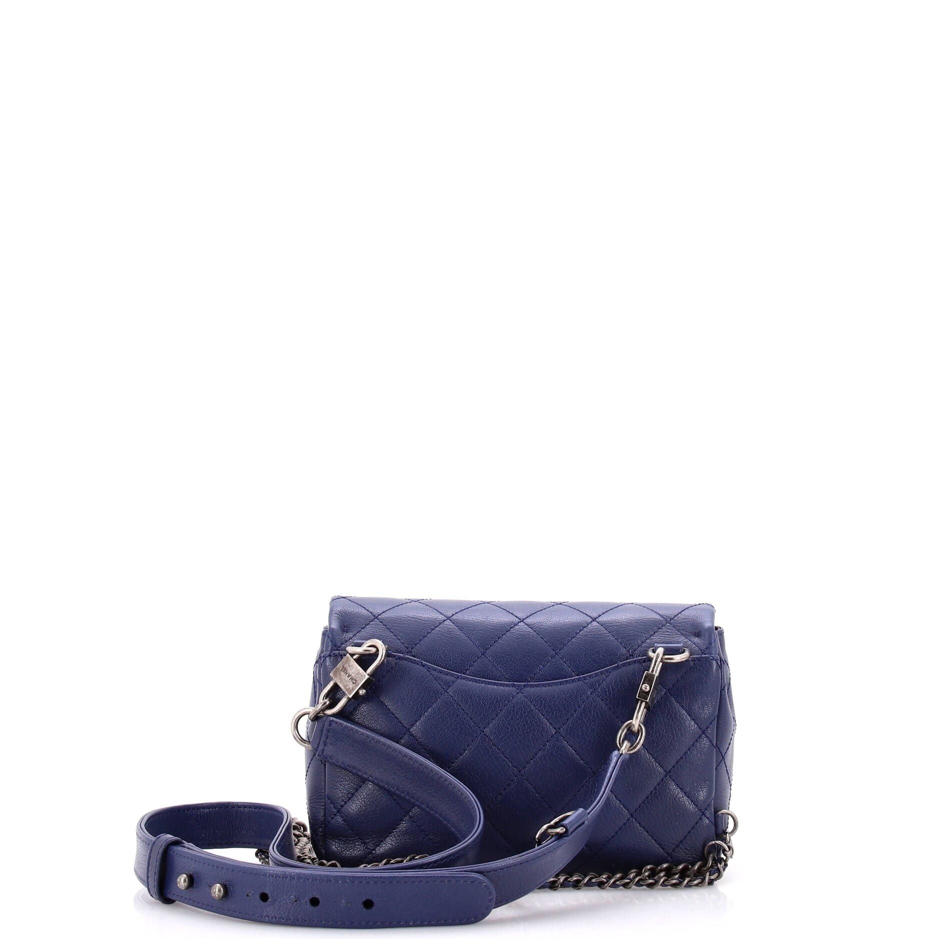 Chanel Double Carry Chain Waist Bag Quilted Goatskin Small