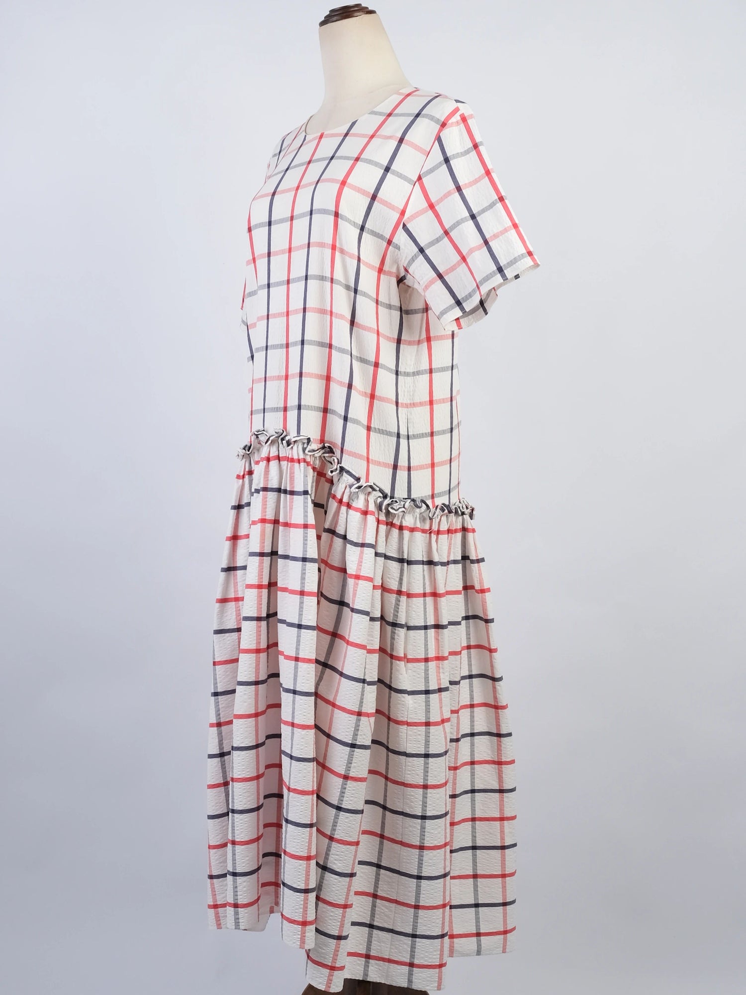 Excellent Rosie Assoulin WomenÕs L White Red Checkered Dress Size L