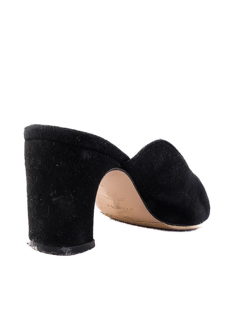 Excellent Uterque Black High-Heeled Mules Size 36 Genuine Suede
