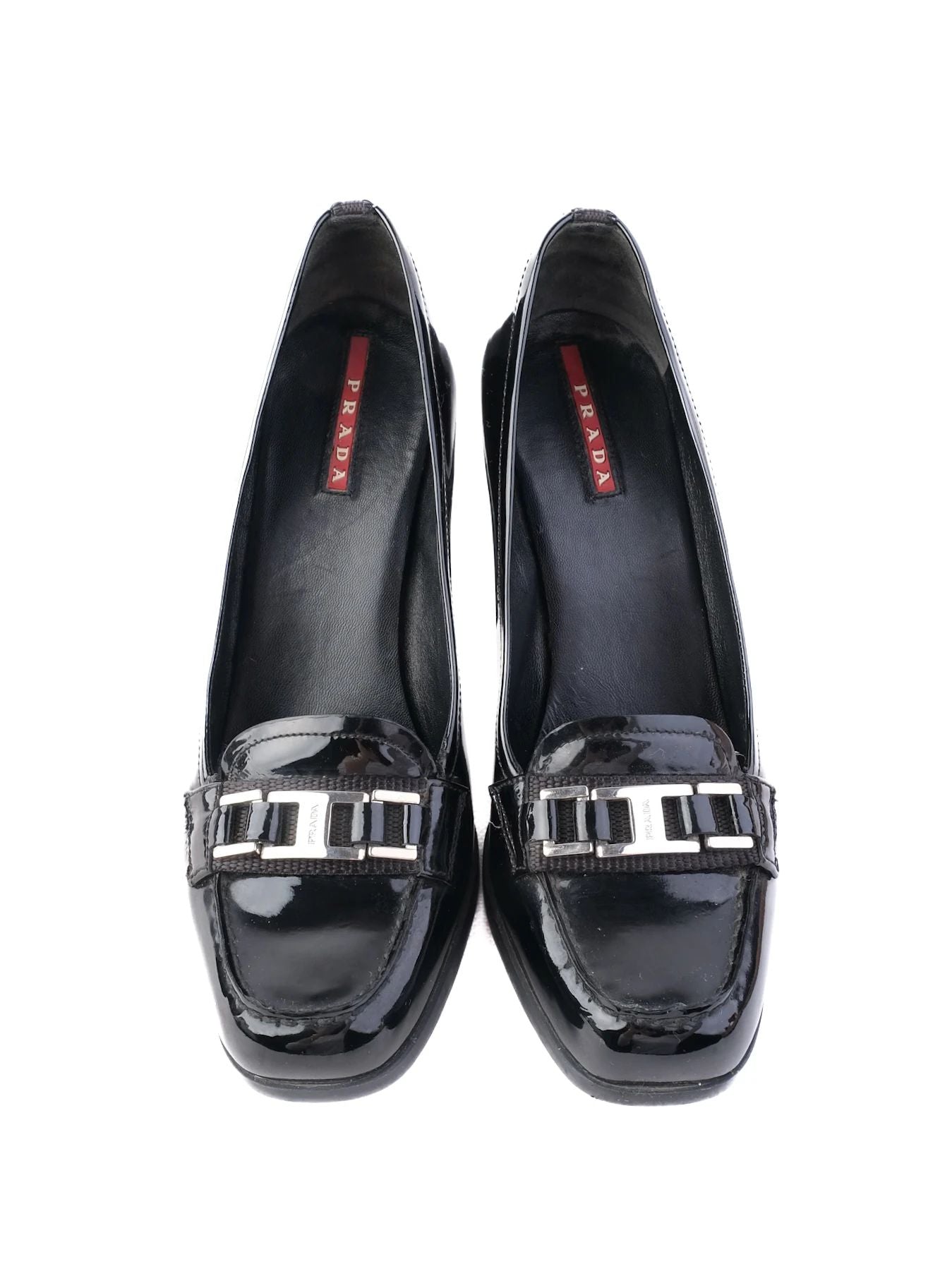 Excellent Prada Black Leather High-Heeled Shoes Size 36.5