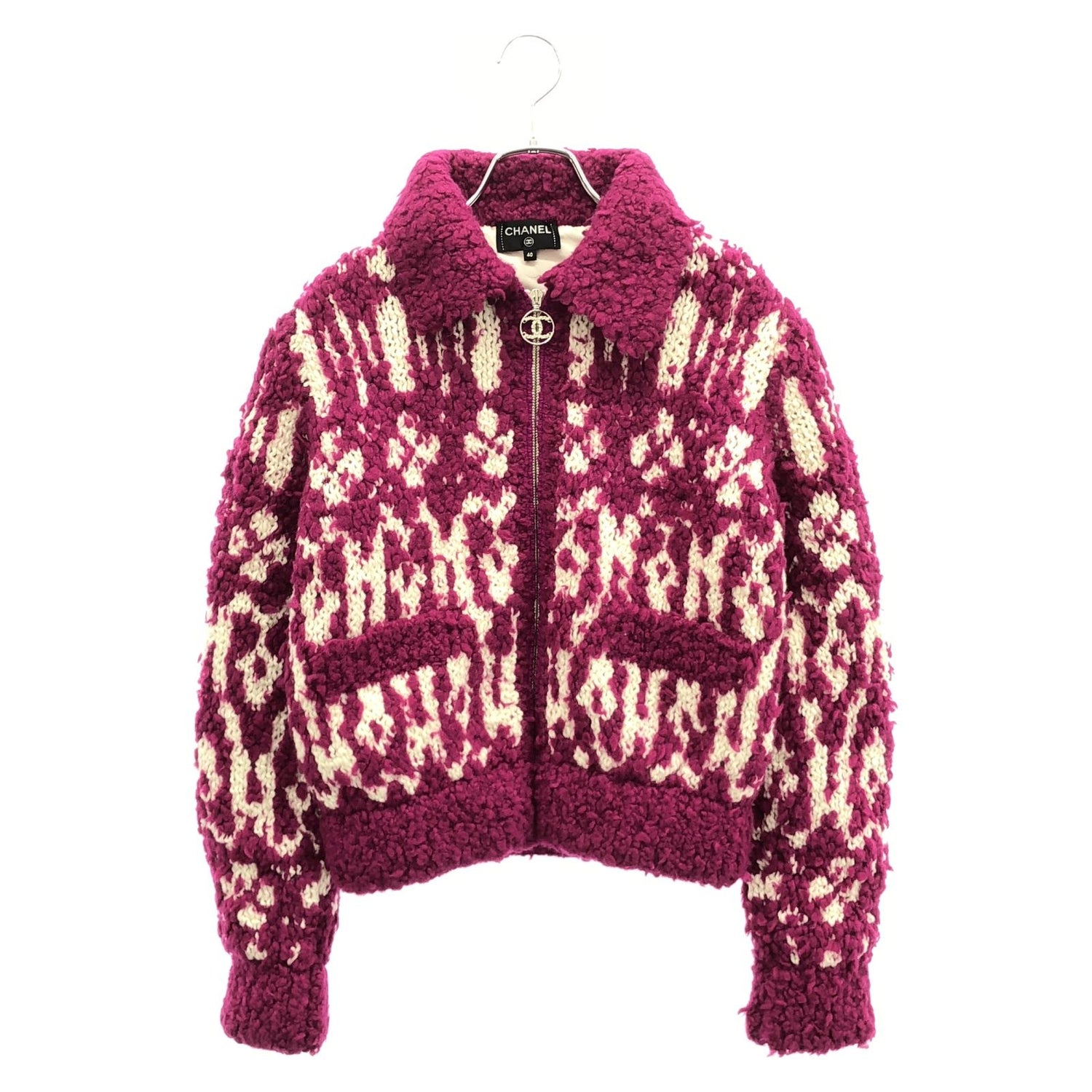 Chanel Pink Knit Blouson Blouson Wool P 62173k 47609
