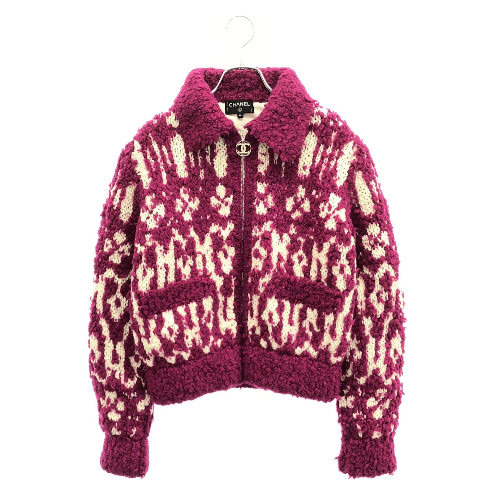 Chanel Pink Knit Blouson Blouson Wool P 62173k 47609