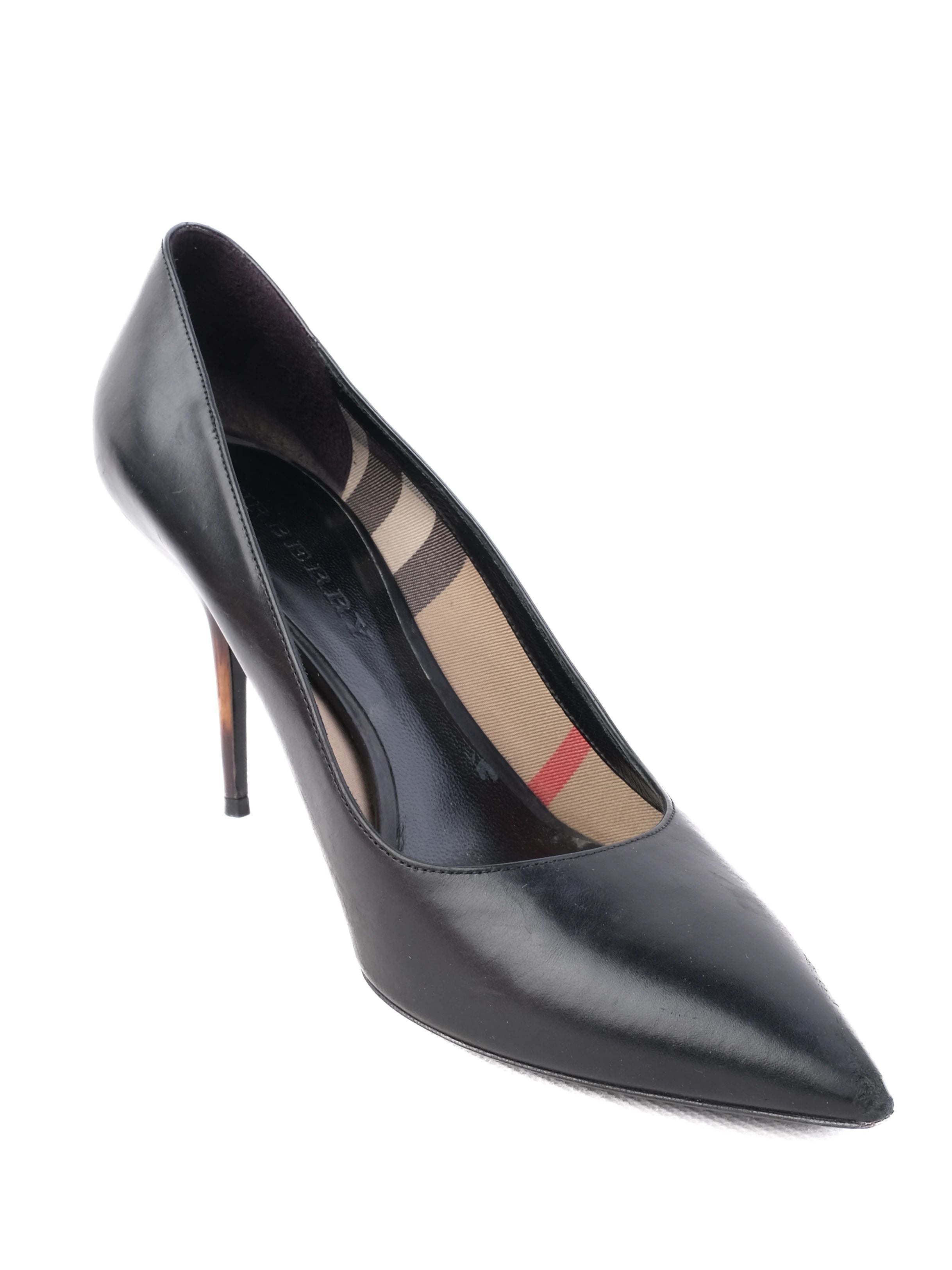 Burberry Black High-Heeled Stiletto Leather Shoe Size 39