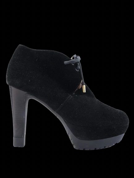 Sergio Rossi Black Genuine Suede High-Heeled Ankle Boots Size 35.5, 37.5