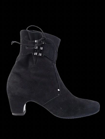Perfect Pakerson Black Leather Ankle Boot with Lace Detail Size 36