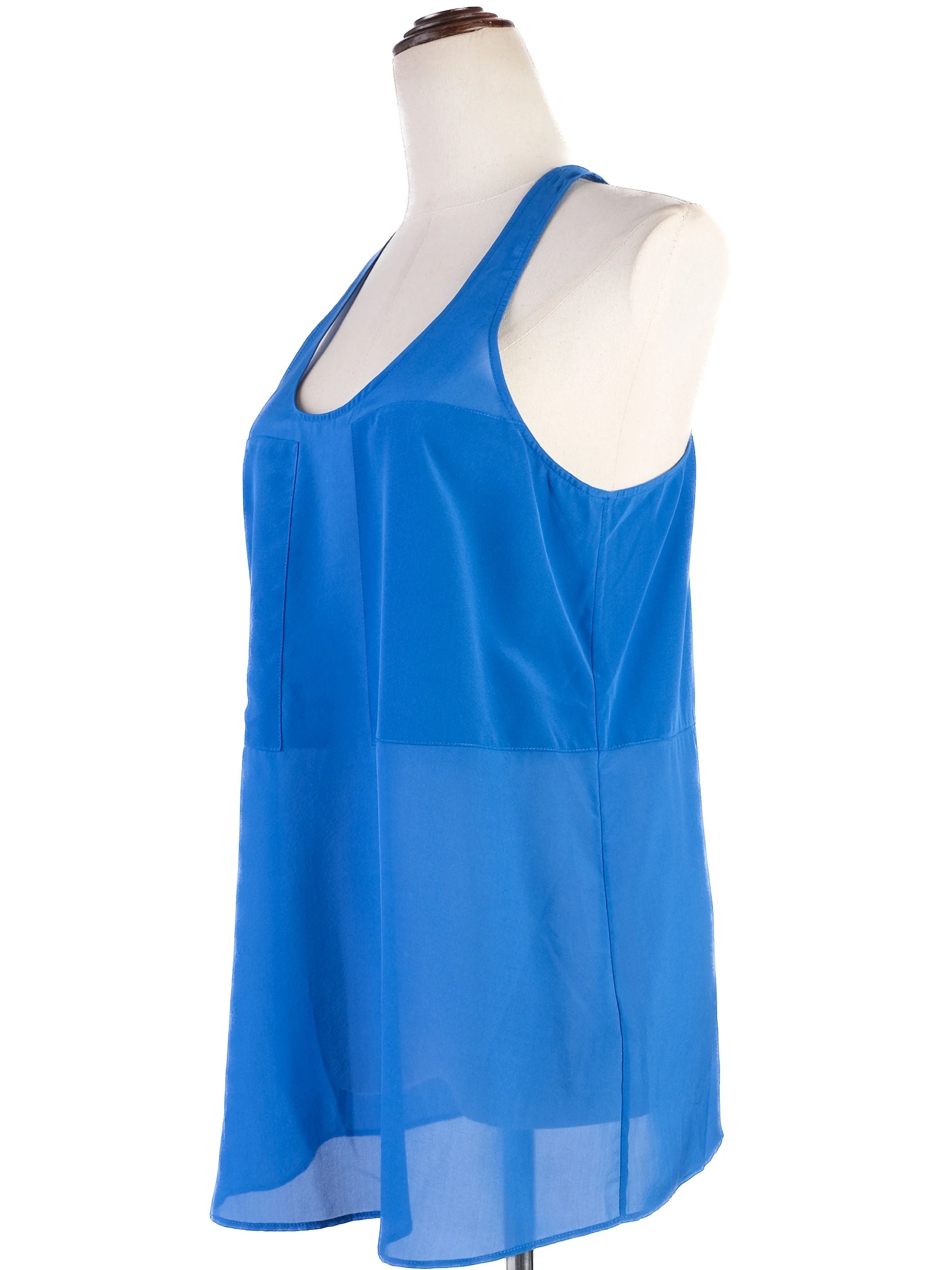 Excellent Alexander Wang Blue Silk Sleeveless Tank Top Size S