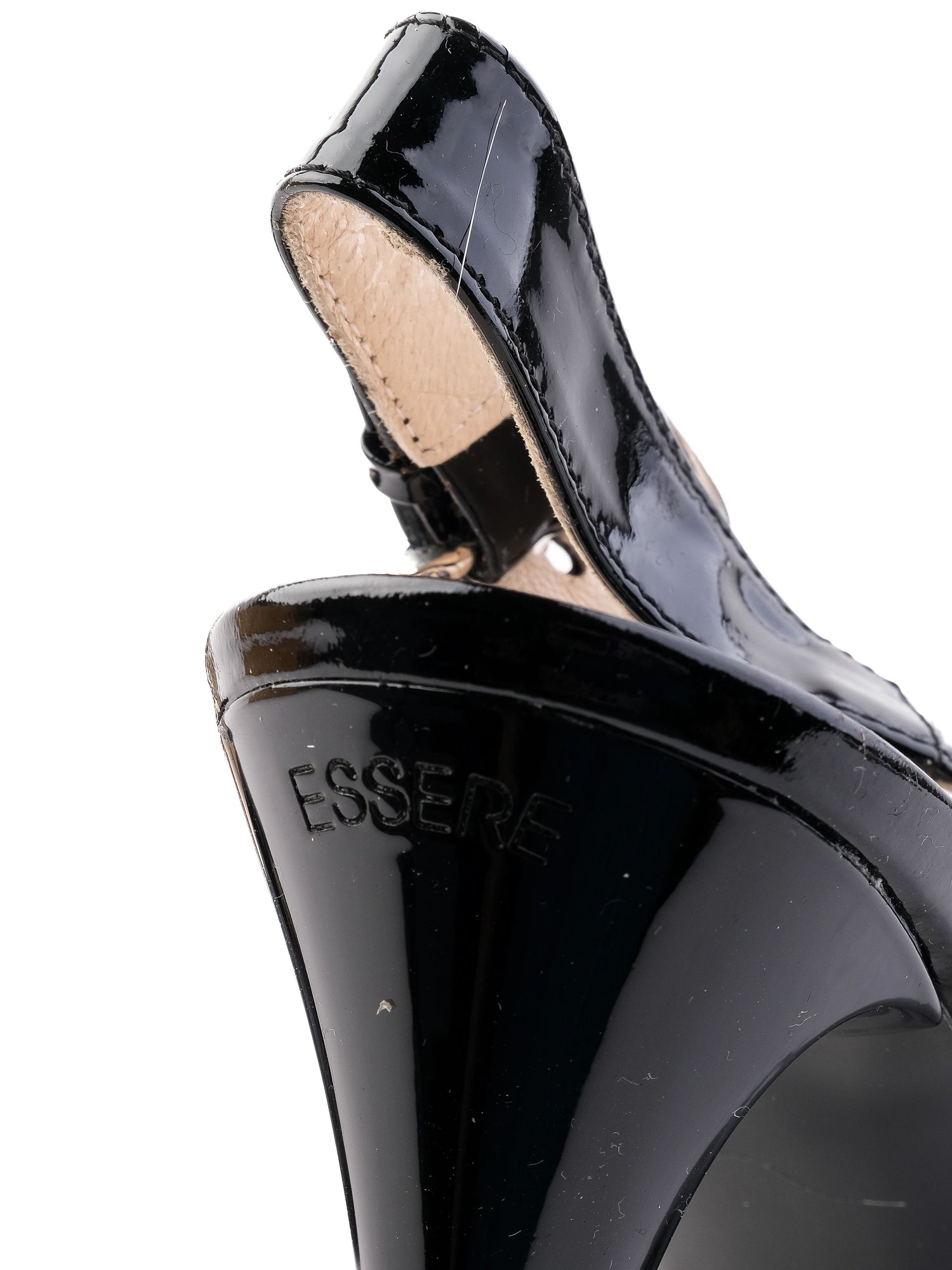 EXCELLENT Essere Black Leather High-Heeled Shoes Size 38