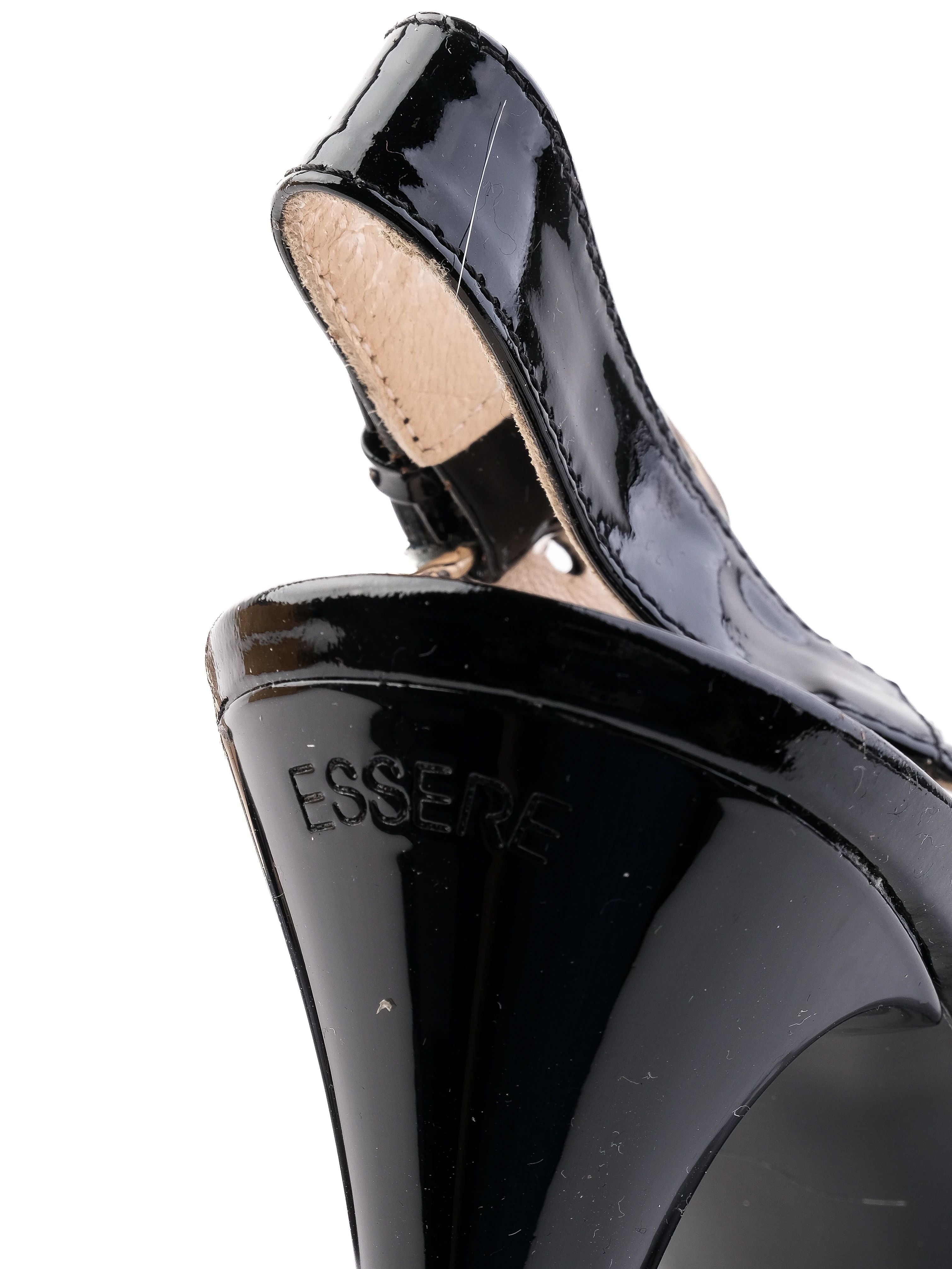 EXCELLENT Essere Black Leather High-Heeled Shoes Size 38